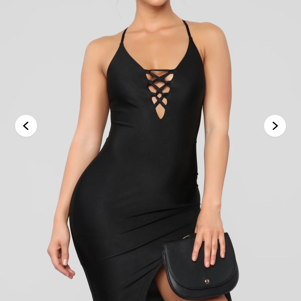 Azariah Lace Up Maxi Dress - Black - Picture 3 of 4